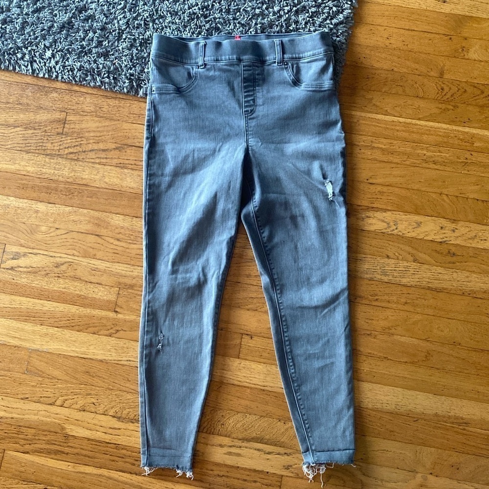 SPANX Distressed Ankle Skinny Jeans Leggings Vintage Gray Size XL